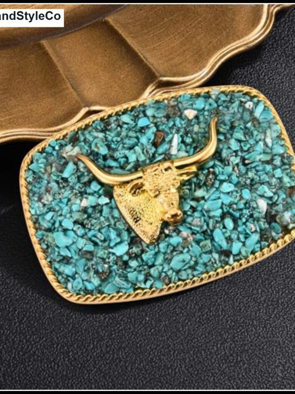 Vintage Western Horse Belt Buckle, Turquoise, Zinc Alloy, Snap On